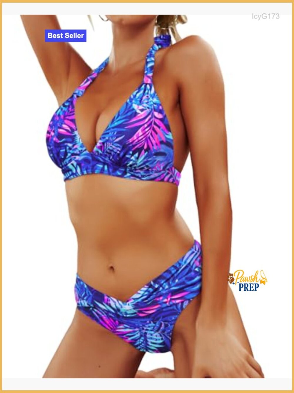 Halter Push Up Bikini Set Two Piece Vintage Swimsuit - Picture 5 of 7